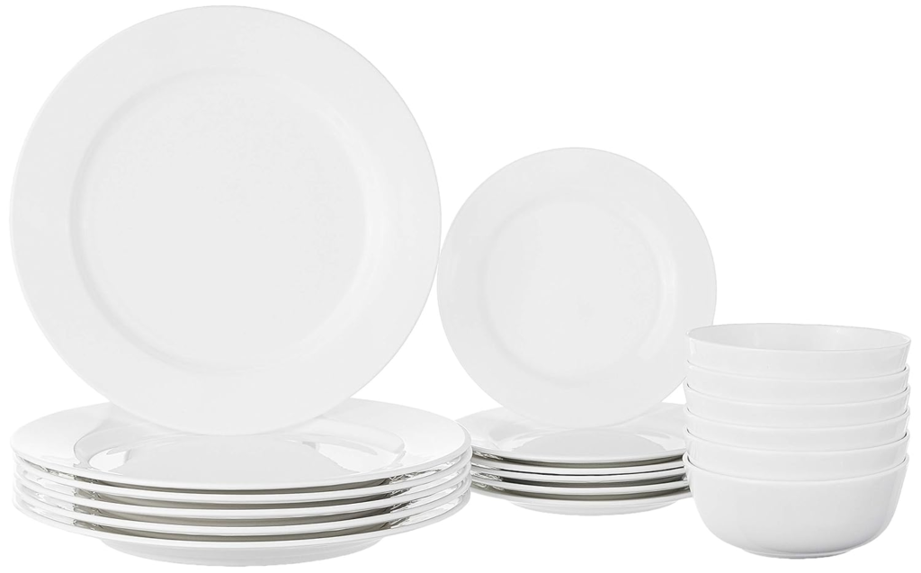 Geometric White Ceramic Dinner Set